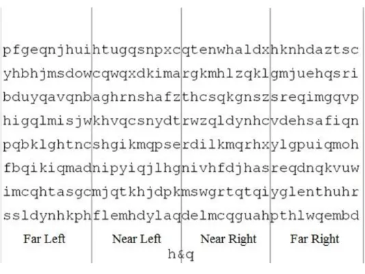 Figure 14. The SEAN task developed for and employed as the task in this experiment, with  the four regions of interest indicated by the vertical lines (Far Left; Near Left; Near Right; 