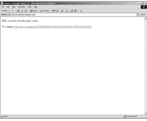Figure 1.2  An example output of passing a session id. 
