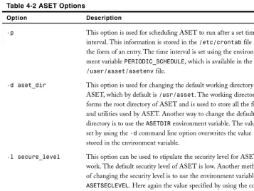 Table 4-2 ASET Options