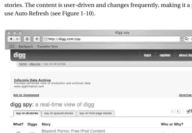 Figure 1-10. Auto Refresh at work—new stories appear on the site while you watch!