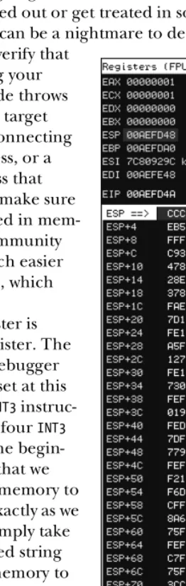 Figure 5-3: Immunity Debugger stack window after overflow