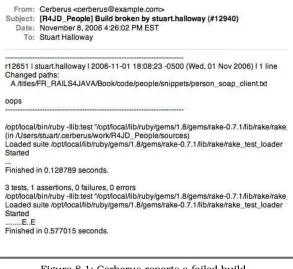 Figure 8.1: Cerberus reports a failed build