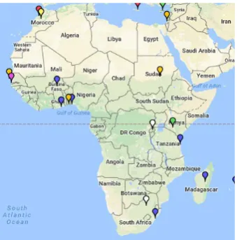 Figure 3.6: Increase in the number of Ark probes in African ASes from August 2015 to August2017, highlighting deployment efforts done in that period [40].