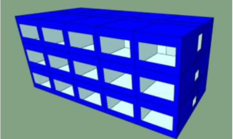 Figure 1 – Thermal Dynamic Model for the Case Study Building  Component  U-value (W/m²K)  External wall  0.33  Roof  0.24  Ground floor  0.25  Window  2.00 