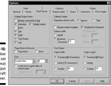 Figure 2-16: The window used to set the format of the output of the draft viewer.