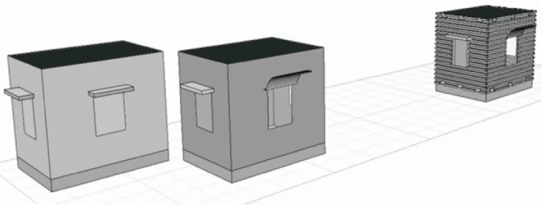 Figure 5. Model of rooms R1, R2, and R3 in Autodesk Ecotect Analysis 2011 