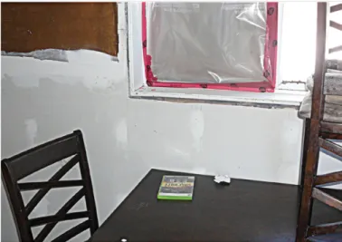Figure 5  Drywall repairs below a previously broken window  where mould was growing
