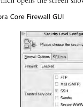 Figure 2.8 Fedora Core Firewall GUI