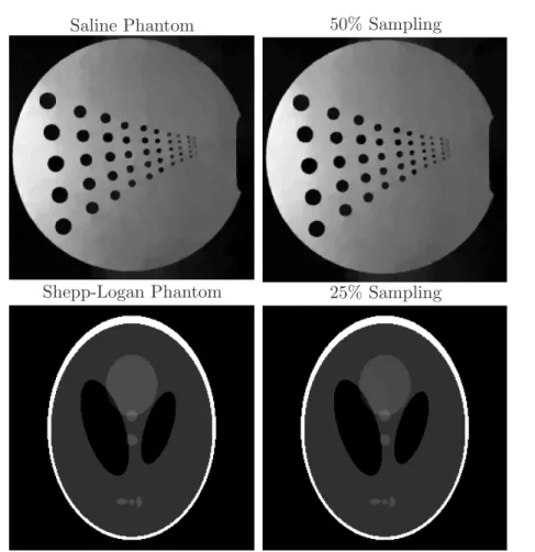 Figure 4. Test images used for compressed sensing experiments (left) and their reconstructions from under- under-sampled data (right)