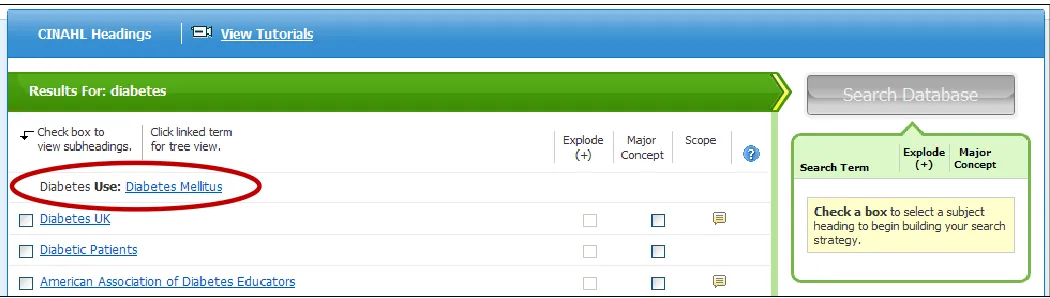Figure 6- Browse Headings   