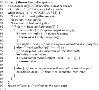 Figure 7. The dequeue operation on the fast path.