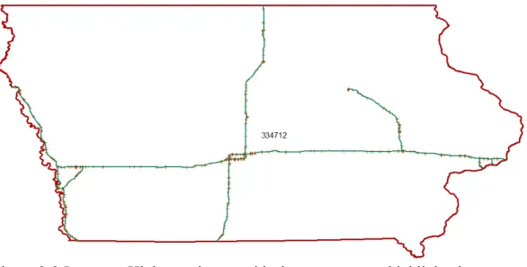 Figure 3-2 Interstate Highways layout with shorter segments highlighted 