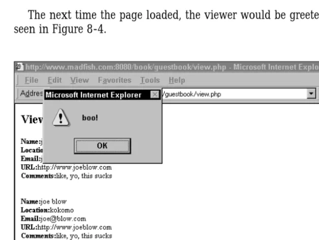 Figure 8-3: Page for administering the guestbook