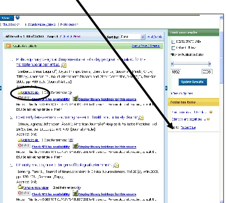 Figure 5 – Record with Add to Folder links and Folder Has Items with Folder View Link  