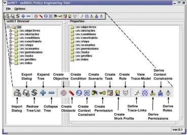 Figure 1. The XO RET GUI main window The paper is organized as follows. In Section 2 we give an overview of the scenario-driven role engineering process