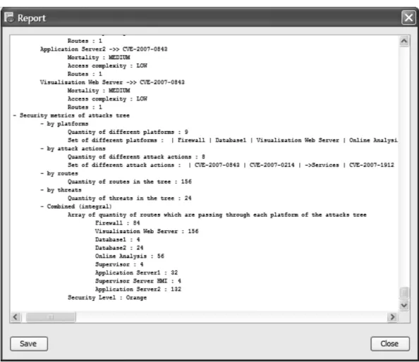 Figure 9 shows a fragment of the security evaluation report.  