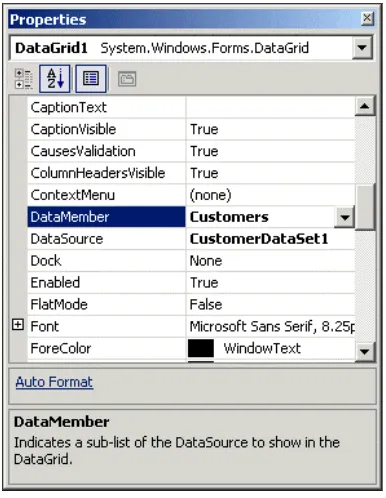 table. Once these properties are set, the grid will automatically be bound to the table specified and the