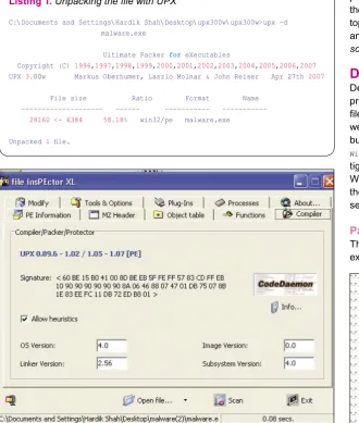 Figure 1. File inspector showing the packer as UPX