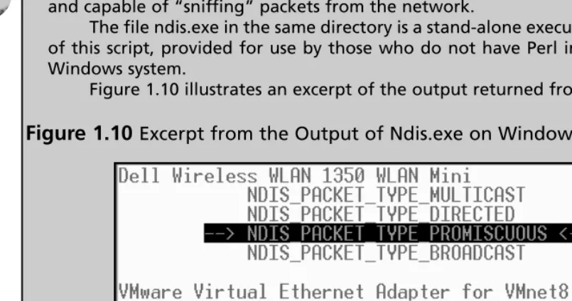 Figure 1.10 Excerpt from the Output of Ndis.exe on Windows XP