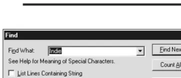 Figure 2.6  The Find dialog box set for abasic search.