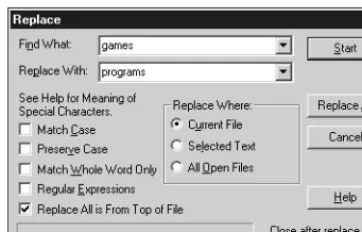 Figure 2.8  The Find in Files dialog box.
