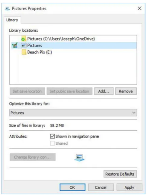 Figure 3-5. Customizing library options, including where files are saved and how they’re displayed