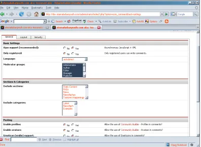 Figure 8.2 Joomla! Comment 2.4 options and features
