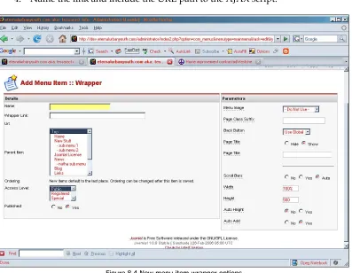 Figure 8.4 New menu item wrapper options