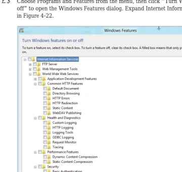 FIGURE 4-22You’ll notice that the selections are the same as when installing IIS 8.0 on Windows Server 2012
