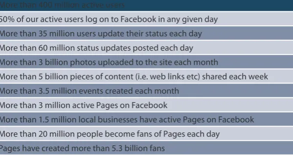 Table 1 – Facebook company statistics – Facebook (c) 2010