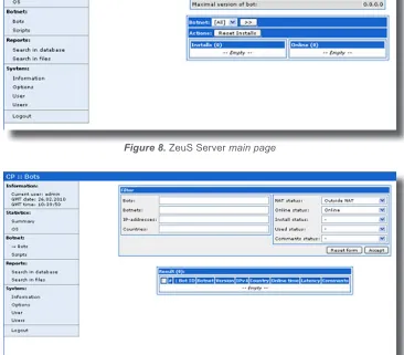 Figure 8. ZeuS Server main page