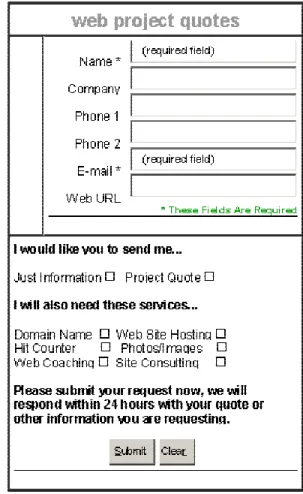 Figure 2 – Example of a general Web form with a very simple quote 