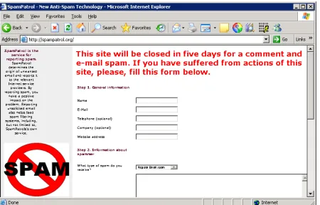 Figure 2: Bogus spam-reporting website that asks for personal information 