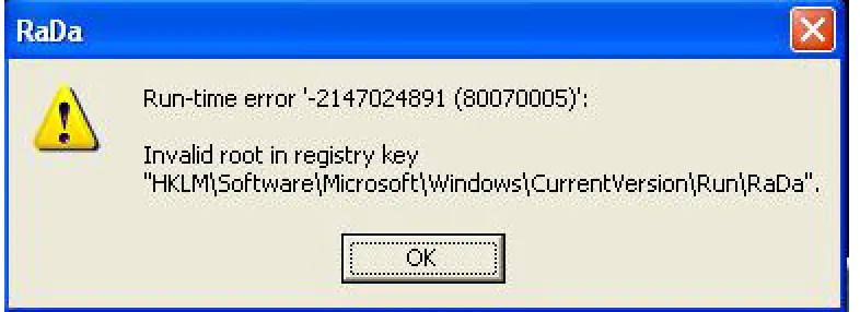 Figure 1: RaDa installation error.