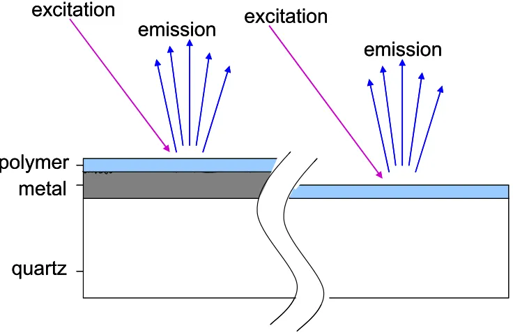 Fig. 1. Sample structure with both pump light and emission light configurations. 