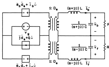 Fig. 3. 11 Linearized, continuous, and time-1.nvariant model of the voltage-fed buck inverter showing excitation and control generators, 