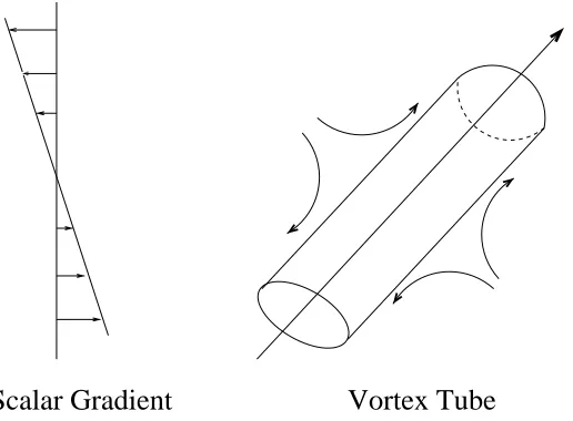 Figure 2.5: Schematic representation of a stretched vortex structure and the meanscalar gradient.