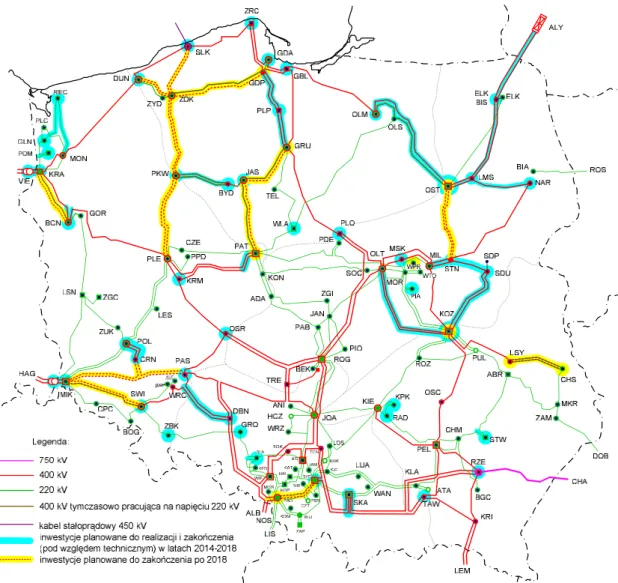 Figure 5. Diagram of the transmission network – the expected state at the end of 2018 (with the highlighted investments in progress) 5