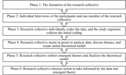 Figure 3. Six phases of data collection, analyses, theory development, and action 