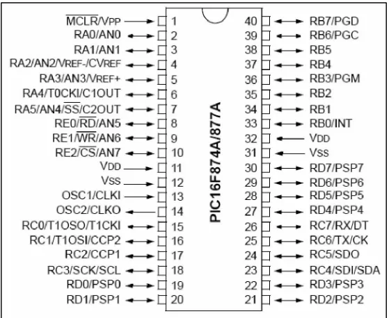 Figure 2.1 PIC16F877A Pin-out