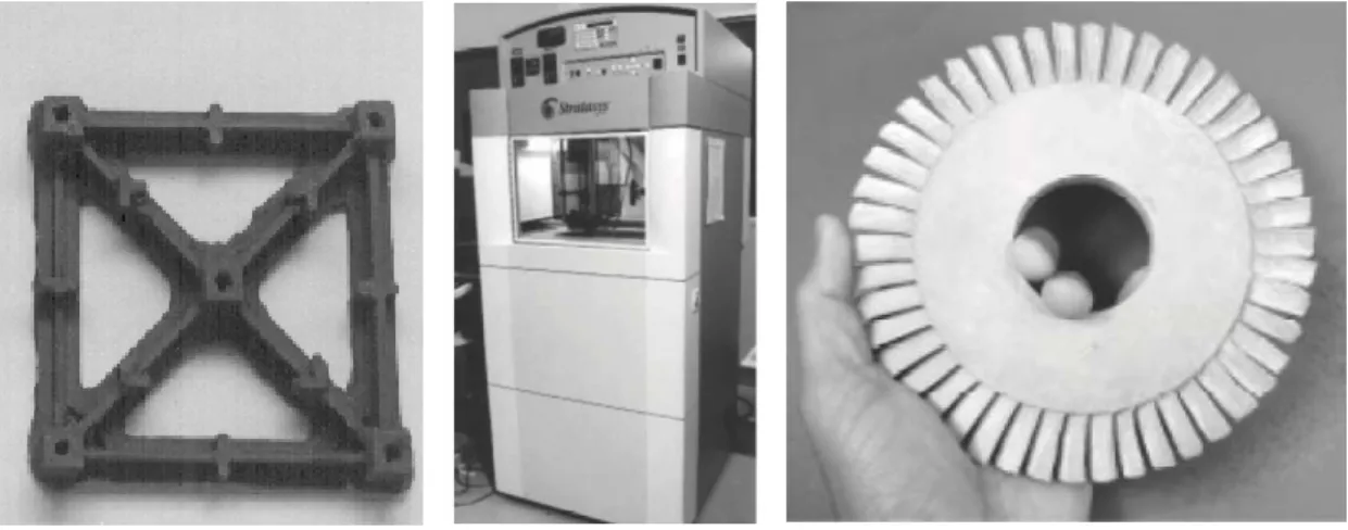 Figure 2:  MJS Part made from silicon carbide (SiC) made by IFAM, IPA, left. FDC Machine                    (middle), EFF Part (right)