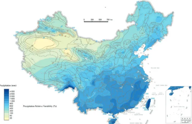 Fig. 8. Mean annual precipitation in China. (28)