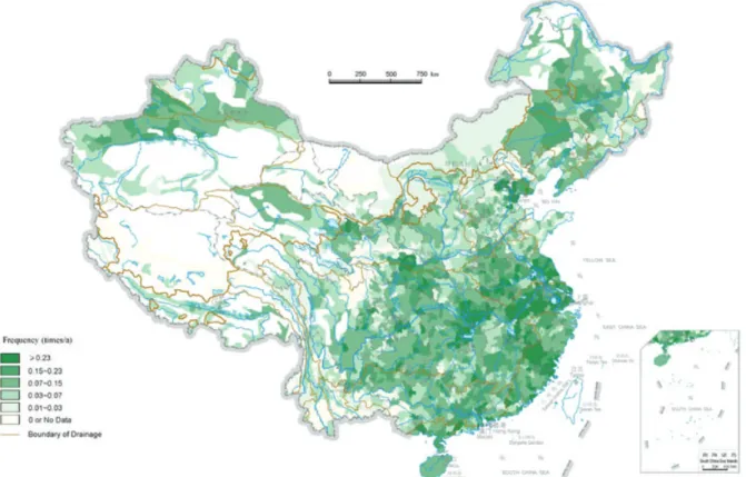 Fig. 10. Frequency of flooding in China (1949–2000). (28)