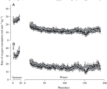 Fig.·minimum rate of oxygen consumption adjusted for maximum daily body temperature (±4