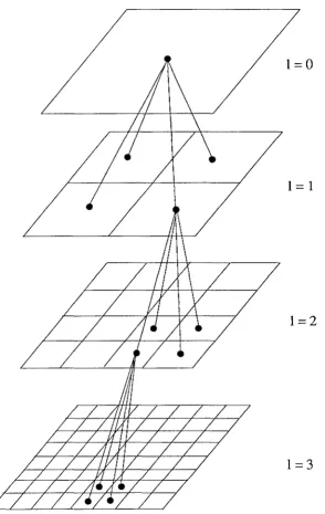 Figure 1.5. Representation of the hierarchy of levels m Greengard's method. 