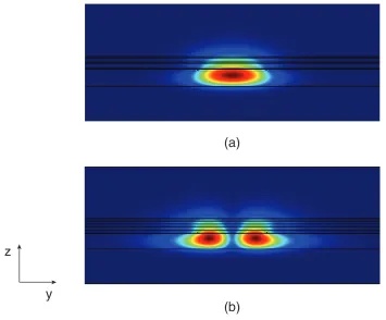 Figure 4.2. Hybrid waveguide: distribution of the norm of the electric ﬁeld of (a)