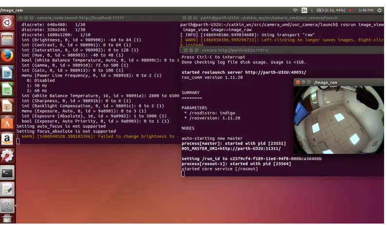 Figure 5.2: A screen capture showing the camera successfully running and display-ing as a ROS node
