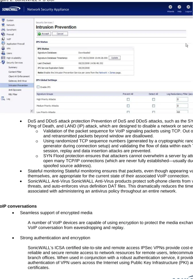 Figure 2: SonicWALL IPS GUI 