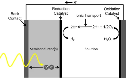 Figure  1.1:  Photoelectrosynthetic  device  schematic  A  photoelectrosythetic  device  schematic shown performing the water splitting reaction