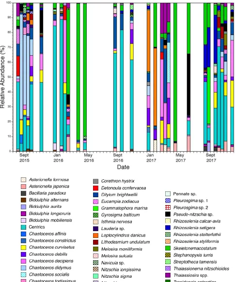 Figure 5. The relative abundance of diatom taxa in San Francisco Bay from September 2015 to December 2017